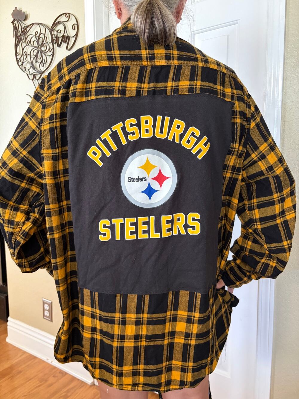 Pittsburgh Steelers NFL Upcycled Flannel Shirt Unisex 3XL
